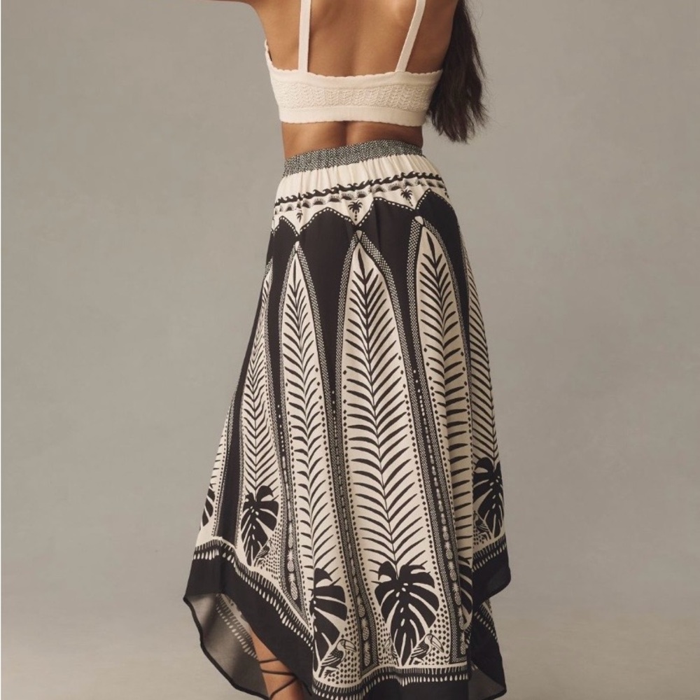 FARM Rio Black and Cream High-Low Skirt